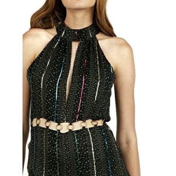 CLEOBELLA Nash high neck flared leg sleeveless retro disco jumpsuit stardust XS - Picture 5 of 9
